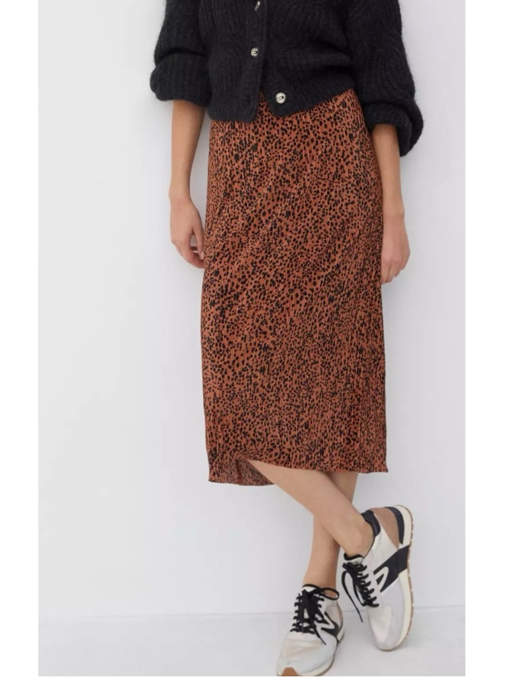 Maeve Anthropologie Animal Print Mazie Pleated Midi Skirt, XS